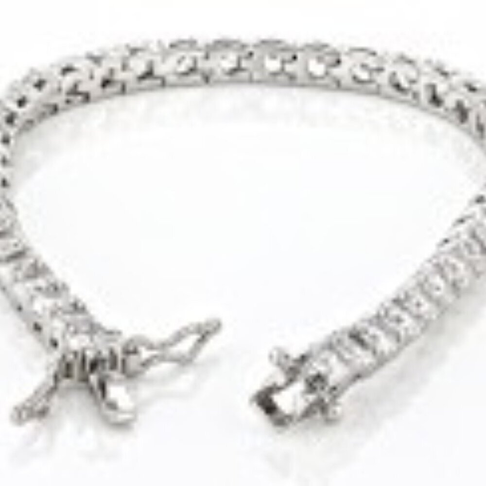 Cubic Zirconia Rhodium Over Brass Tennis Bracelet - Picture 3 of 7